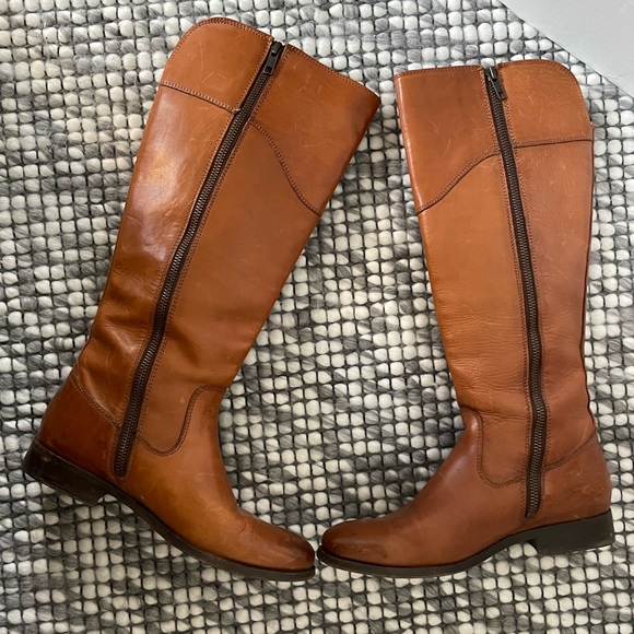 Frye Melissa brown leather knee high boot with inside zipper - Picture 5 of 10